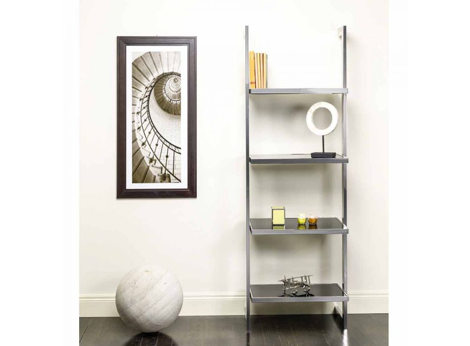 Wall and steel bookcase in design 60x180x44cm Tafre Viadurini