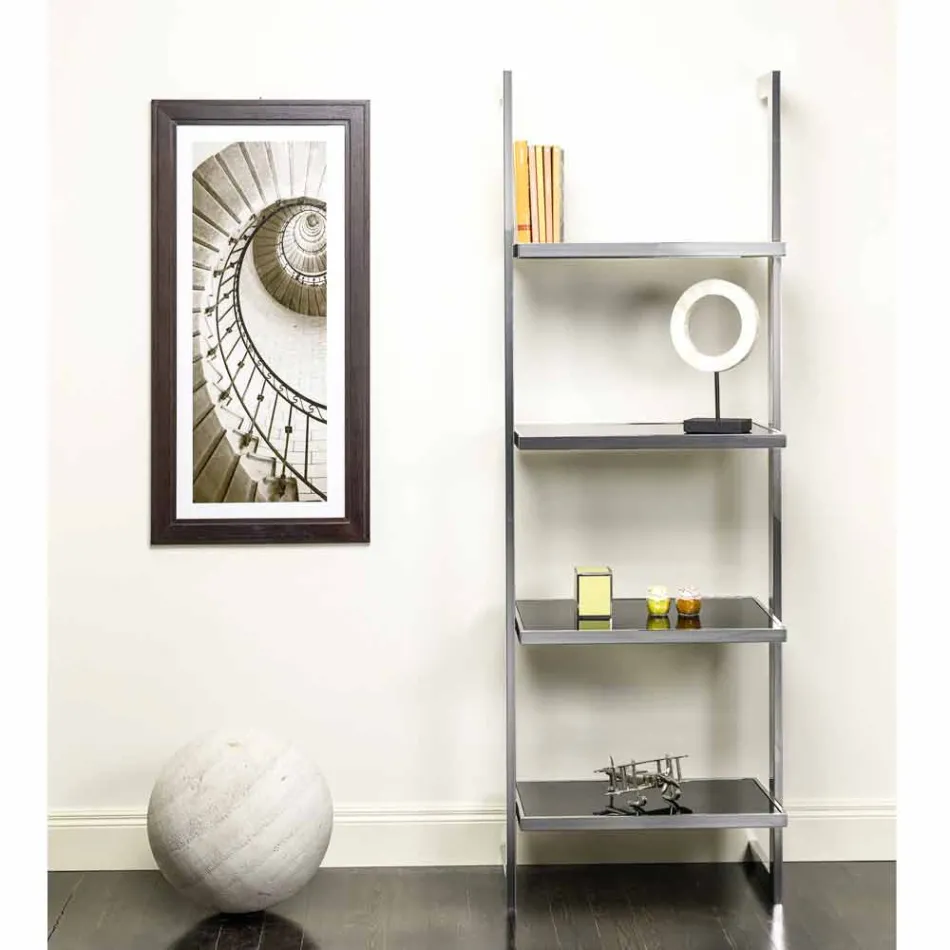 Wall and steel bookcase in design 60x180x44cm Tafre Viadurini