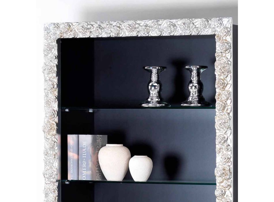 Campi wooden wall bookcase with glass shelves, modern design