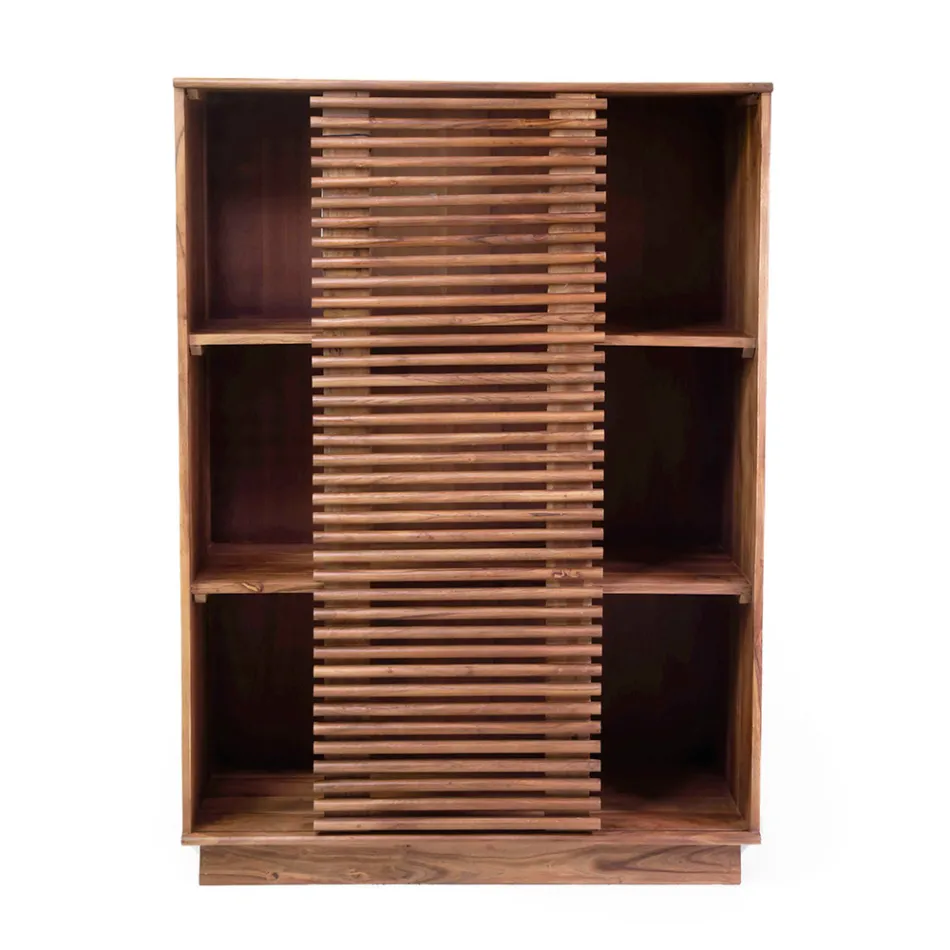 Living Room Bookcase Made of Acacia Wood - Vortice Viadurini