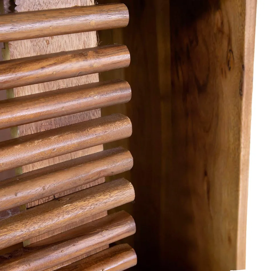 Living Room Bookcase Made of Acacia Wood - Vortice Viadurini