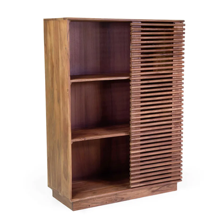 Living Room Bookcase Made of Acacia Wood - Vortice Viadurini