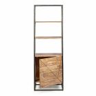 Floor Bookcase with Structure in Acacia Wood and Steel Homemotion - Golia Viadurini