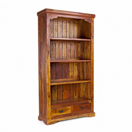 Classic Design Floor Bookcase in Solid Acacia Wood Homemotion - Umami Viadurini