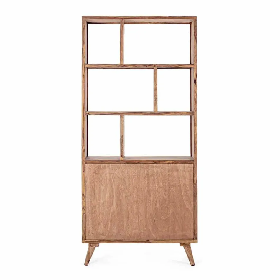 Vintage Design Floor Bookshelf in Wood and Steel Homemotion - Ventador Viadurini