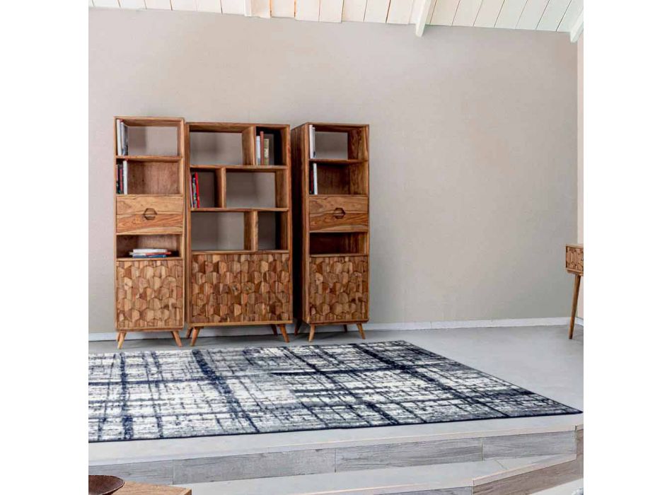 Vintage Design Floor Bookshelf in Wood and Steel Homemotion - Ventador Viadurini