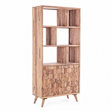 Vintage Design Floor Bookshelf in Wood and Steel Homemotion - Ventador Viadurini