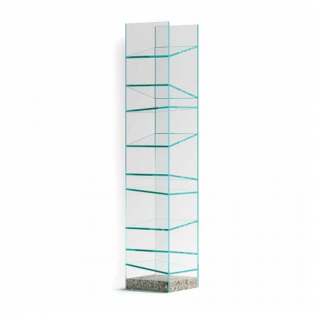 Design Floor Bookshelf in Glass with Steel Base Made in Italy - Biba Viadurini