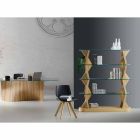 Design Floor Bookcase in Glass and Ash Wood Made in Italy - Aspide Viadurini