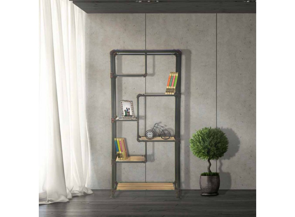 Modern Design Floor Bookcase in MDF and Metal - Merve Viadurini