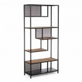 Homemotion Floor Bookcase in Painted Steel with Wooden Shelves - Borino
