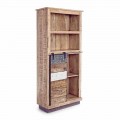 Homemotion Floor Bookcase in Mango Wood with Steel Inserts - Vidia