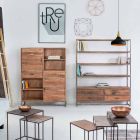 Industrial Style Floor Bookshelf in Steel and Wood Homemotion - Zompo Viadurini