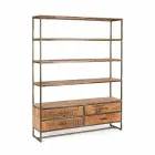 Industrial Style Floor Bookshelf in Steel and Wood Homemotion - Zompo Viadurini