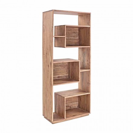 Homemotion Modern Floor Bookcase with Acacia Wood Structure - Genza Viadurini