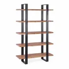 Homemotion Modern Steel Floor Bookcase with Wooden Shelves - Lanza Viadurini
