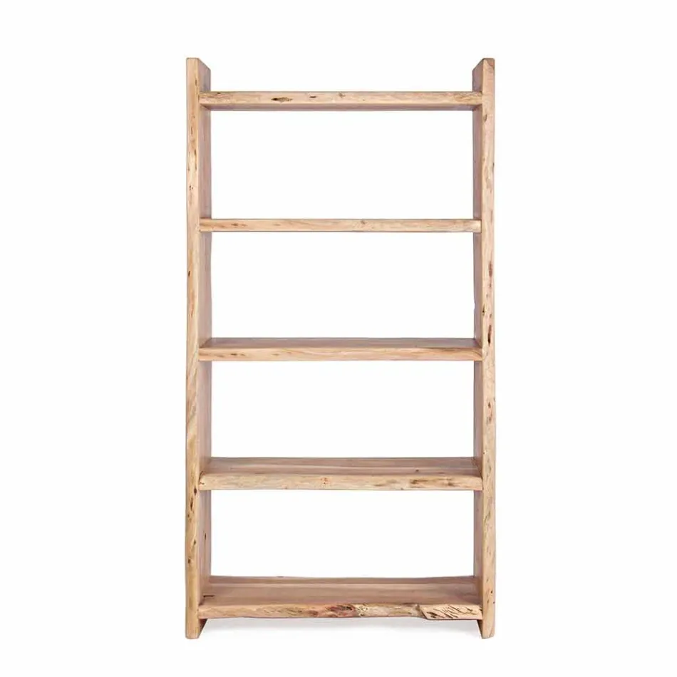 Modern Floor Bookcase in Acacia Wood with 5 Shelves Homemotion - Lauro Viadurini