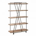 Industrial Style Design Floor Bookcase in Wood and Iron - Soline