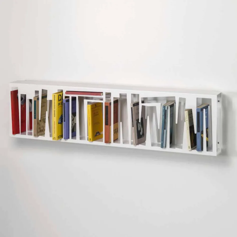 Modern Design Wall Bookcase in White Metal Made in Italy - Bolivia Viadurini
