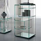 Freestanding Low Living Room Display Bookcase in Extra-clear Glass - Linzy Viadurini