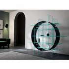 Freestanding Circle Bookcase in Extraclear Glass and Brushed Black - Marco Viadurini