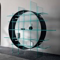 Freestanding Circle Bookcase in Extraclear Glass and Brushed Black - Marco
