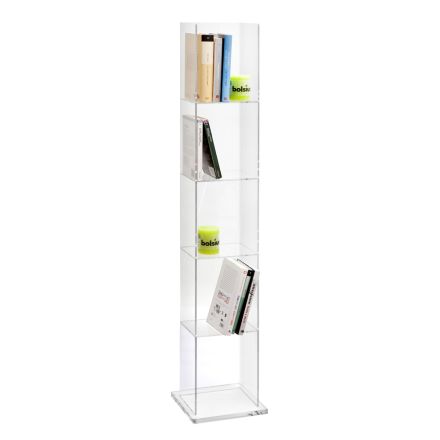 Freestanding Column Bookcase in Transparent Acrylic Crystal - Corrige Viadurini