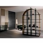 Freestanding Arched Bookcase in Smoked Glass and Brushed Bronze Design - Marco Viadurini