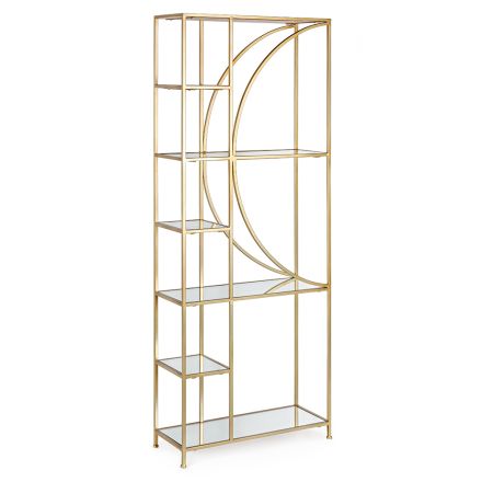 Freestanding Bookcase in Steel and Glass Tops Elegant Design - Noralea Viadurini
