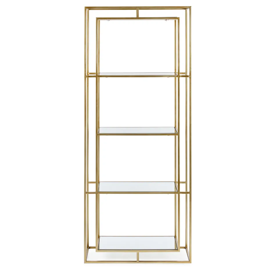 Freestanding Steel and Glass Shelves Bookcase Elegant Design - Noralea Viadurini