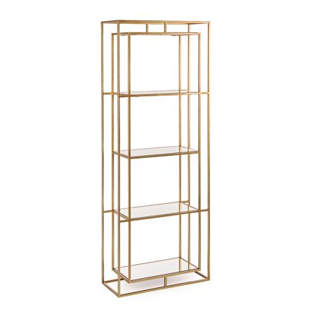 Freestanding Steel and Glass Shelves Bookcase Elegant Design - Noralea Viadurini