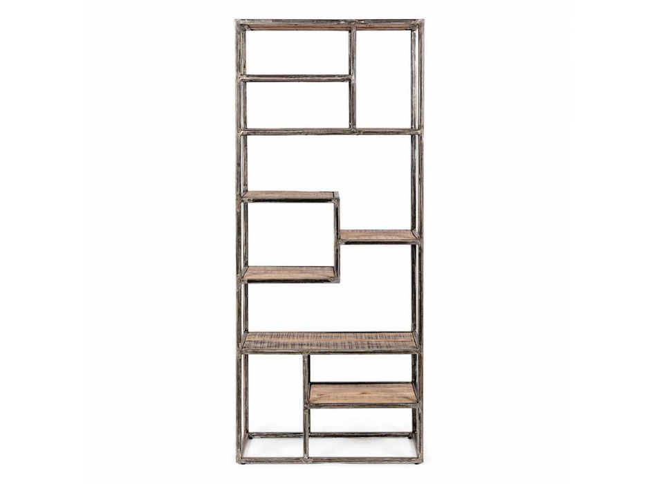 Homemotion Industrial Style Painted Steel and Wood Bookcase - Zompo Viadurini