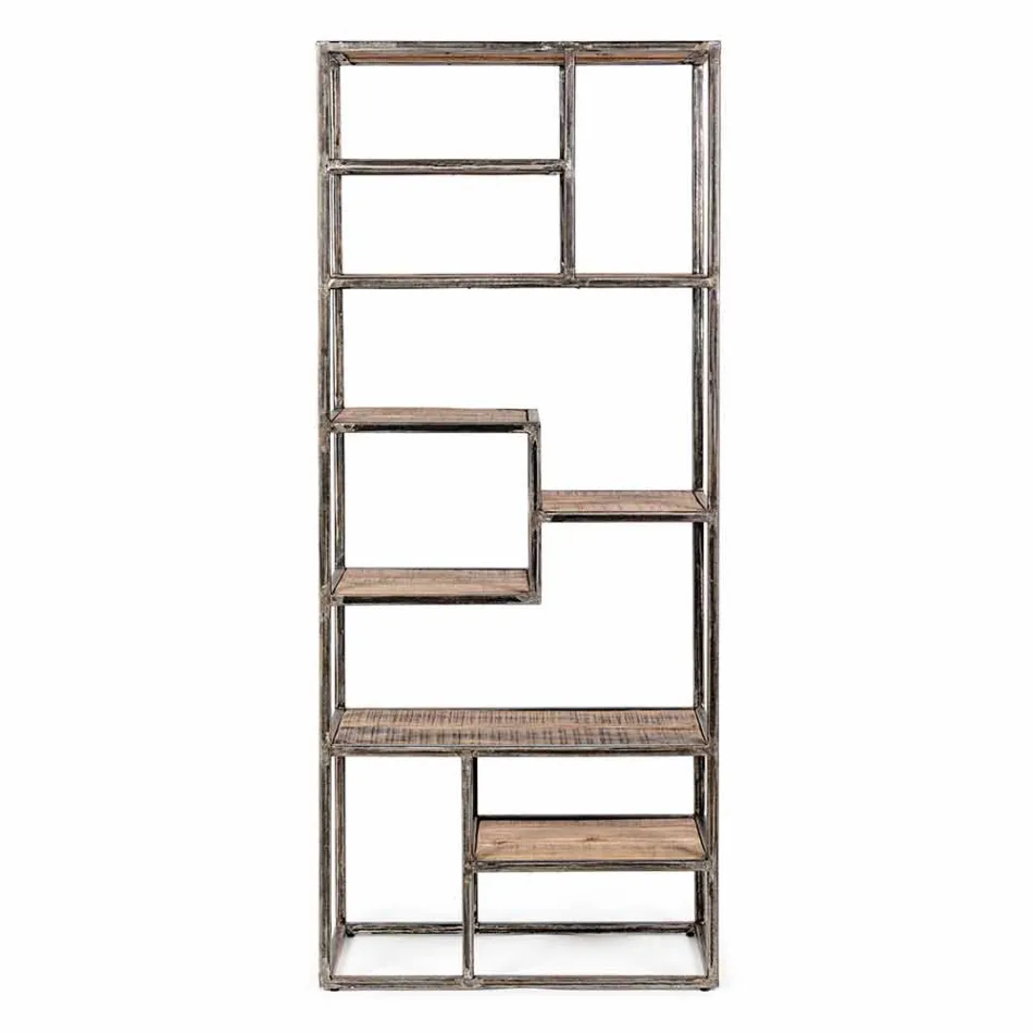 Homemotion Industrial Style Painted Steel and Wood Bookcase - Zompo Viadurini