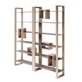 Bookcase in Knotted Walnut Wood and 6 Shelves Made in Italy - Berta