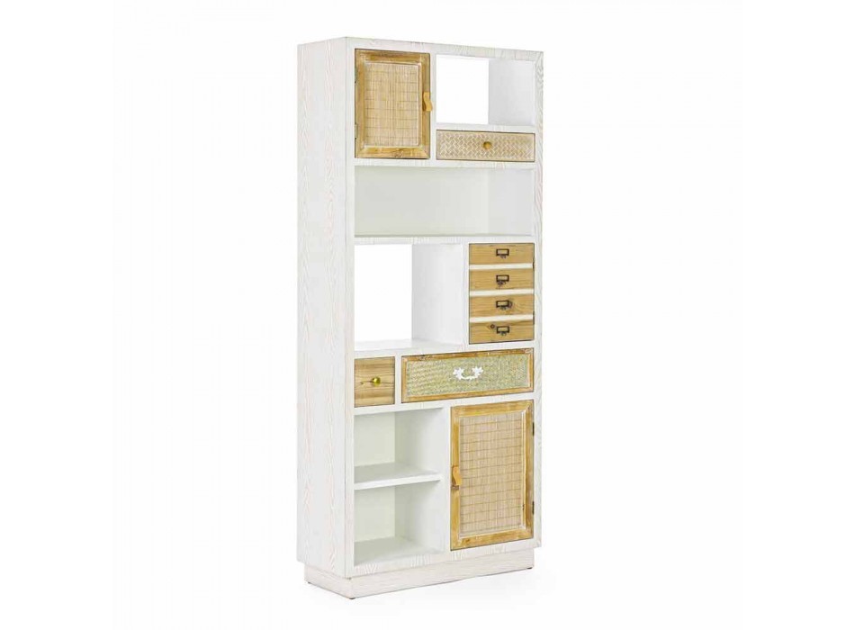 Rustic Style Floor Bookcase with Mdf Homemotion Structure - Moiora Viadurini