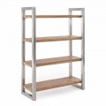 Modern Bookcase with Structure in Chromed Steel and Wood Homemotion - Lisotta