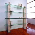 Modular bookcase made of Vicenza natural stone and crystal Galene