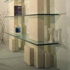 Contemporary modular stone and crystal bookcase by Poplia Viadurini