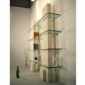 Modular bookcase made of Vicenza natural stone and crystal Poplia