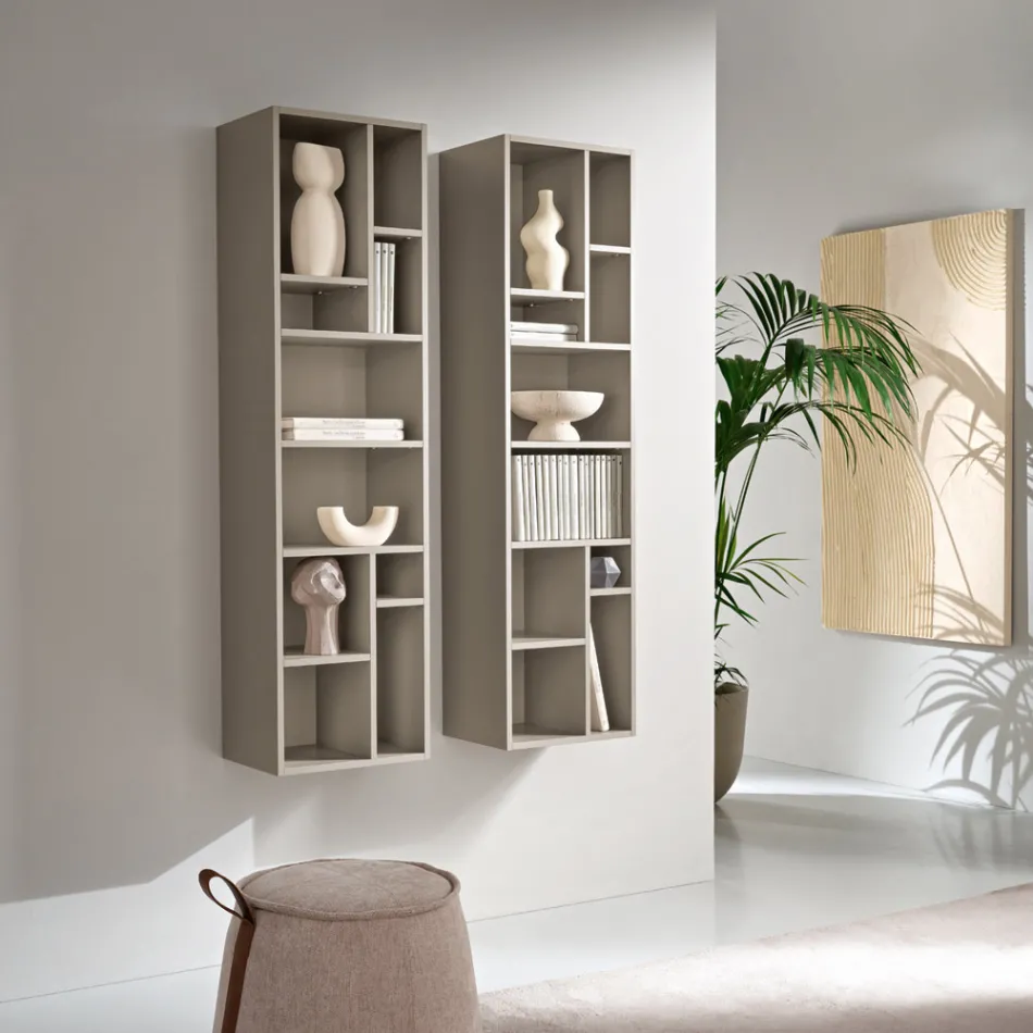 Vertical Bookcase in Various Finishes Made in Italy - Siviglia Viadurini
