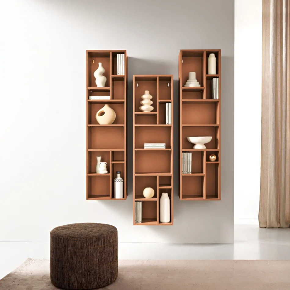 Vertical Bookcase in Various Finishes Made in Italy - Siviglia Viadurini