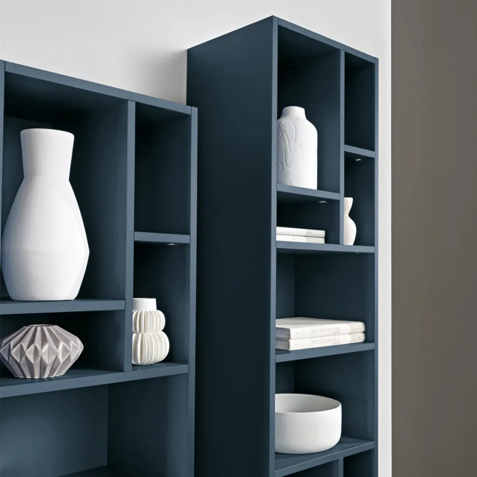 Vertical Bookcase in Various Finishes Made in Italy - Siviglia Viadurini