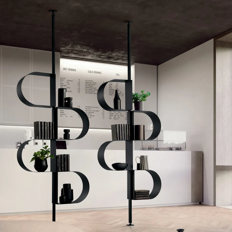 Fatima Painted Metal Vertical Bookcase with Adjustable Legs Viadurini