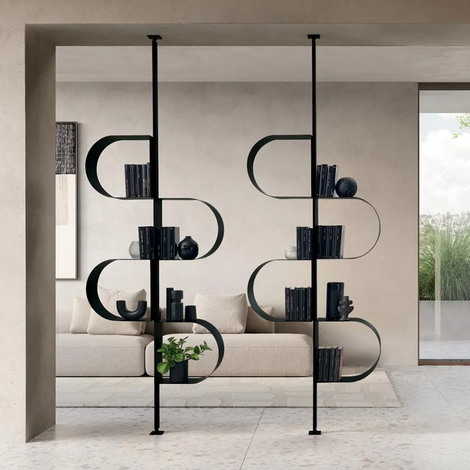 Fatima Painted Metal Vertical Bookcase with Adjustable Legs Viadurini