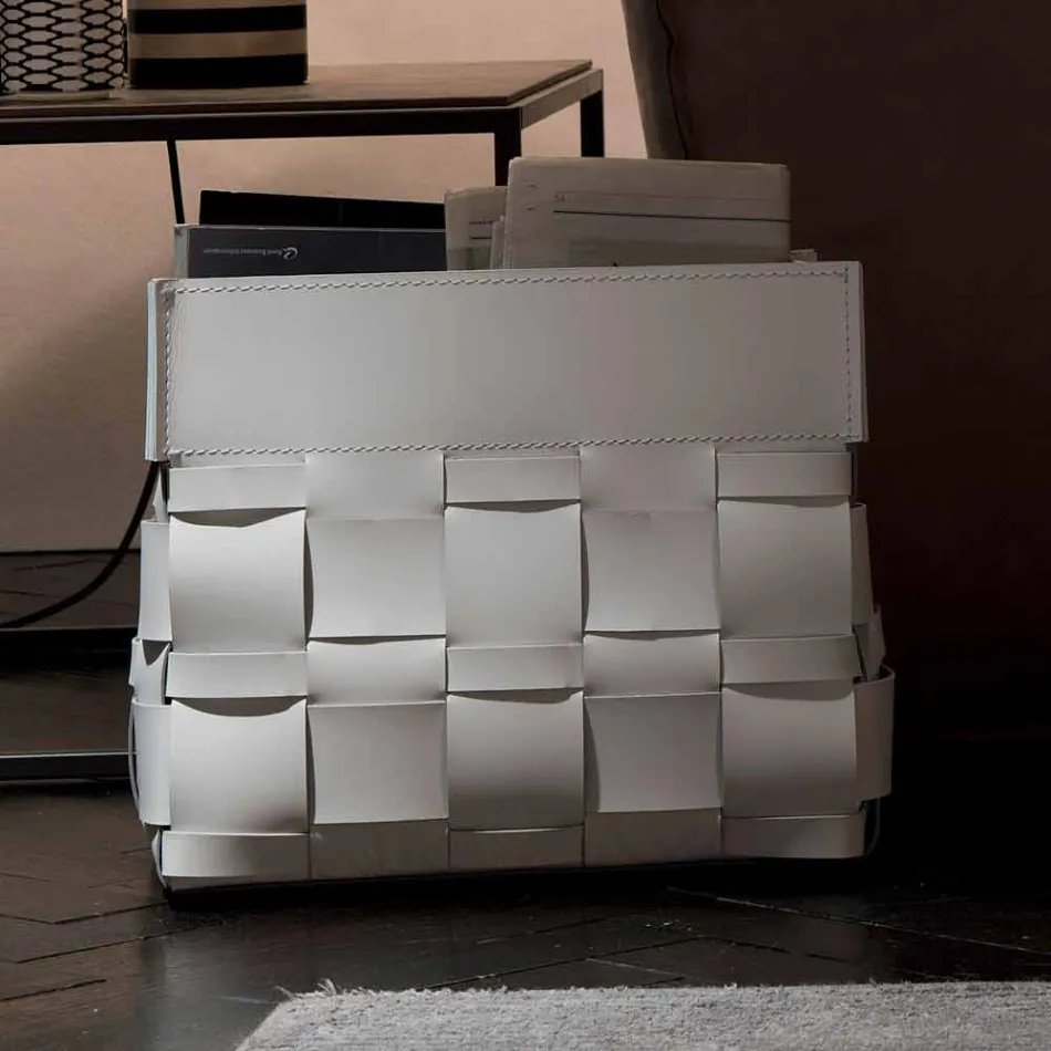 Lory design wall-mounted leather magazine rack, made in Italy Viadurini