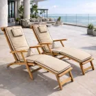 Natural Teak Wood Garden Lounger - Yggdrasil Viadurini