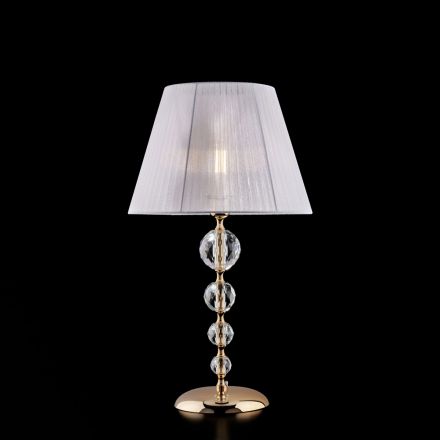 Gilded Iron and Crystal Lamp with Made in Italy Lampshade - Madrid Viadurini