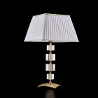 Gilded Iron and Crystal Table Lamp with Made in Italy Lampshade - Innsbruck Viadurini