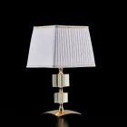 Gilded Iron and Crystal Table Lamp with Made in Italy Lampshade - Innsbruck Viadurini