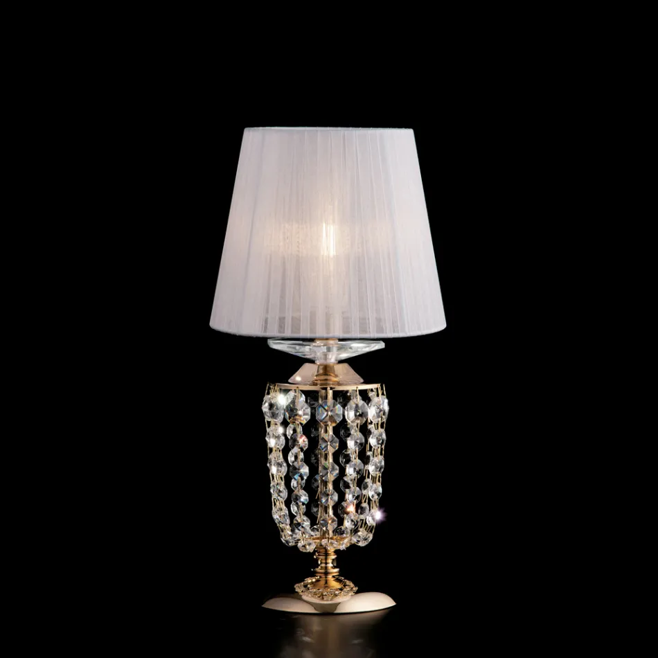 Iron and Gilded Table Lamp with Made in Italy Lampshade for Interior Decorating - Austria Viadurini